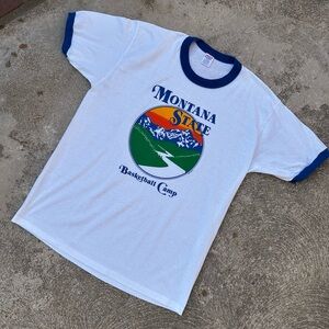NOS 80s Vintage Montana State Ringer Tee